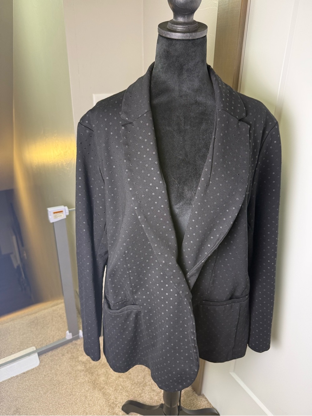 Old Navy Black Polka Dot Monochrome Blazer Suit Jacket Business Casual‎ Plus XXL